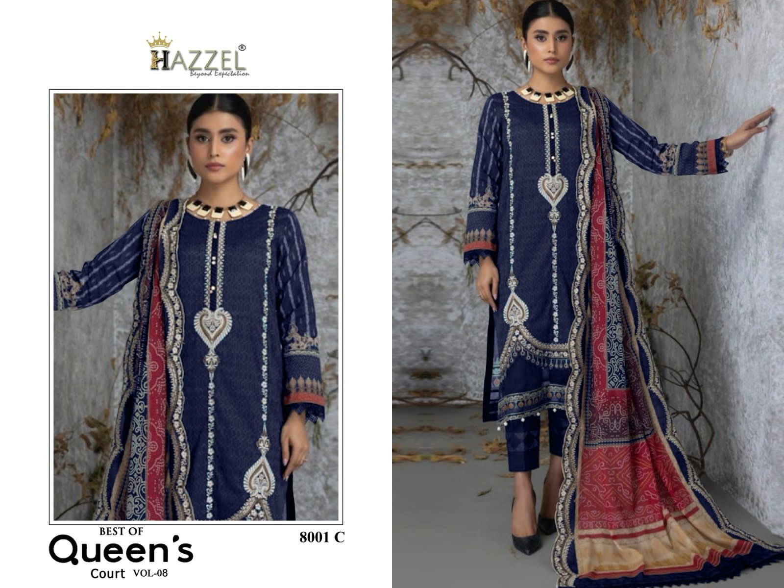 Best Of Queens Court 8 Cotton Printed Pakistani Dress Material